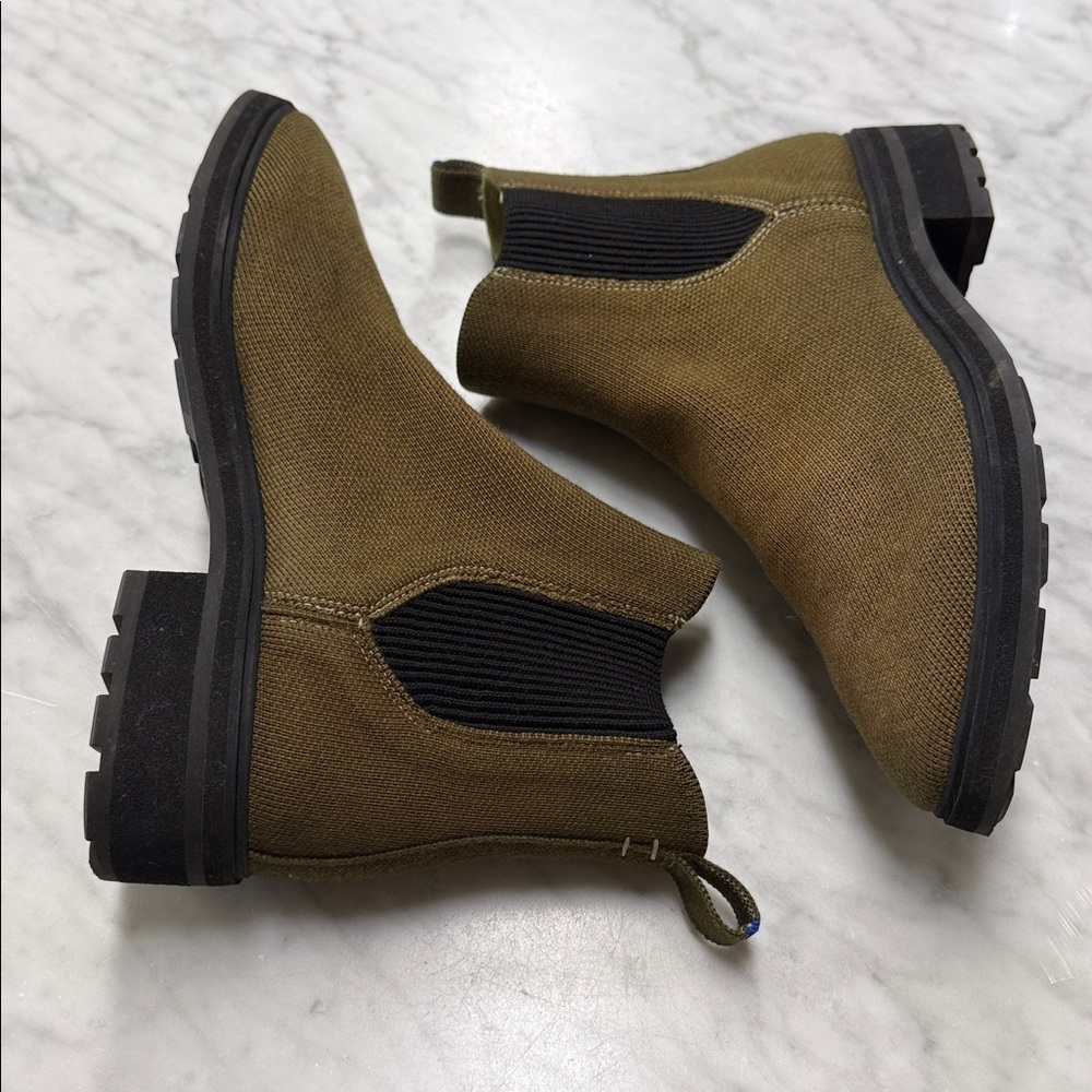 Rothy's Women's The Lug Sole Slip on Chelsea Boot in Brown Chartreuse size 8 TTS - Picture 6 of 16